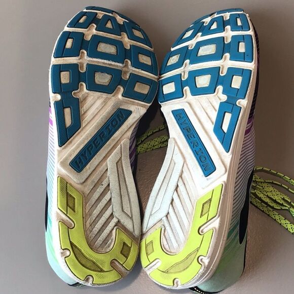 Brooks Hyperion Purple Teal Neon Stripe Lace Up Lightweight Running Shoes - Picture 14 of 16